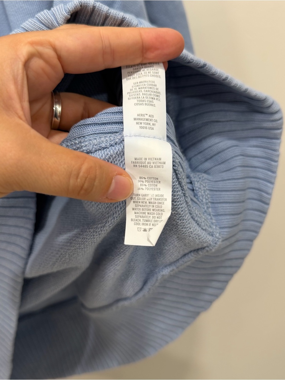 Aerie Light Blue Crewneck Sweatshirt Cotton Blend XS - Picture 6 of 6
